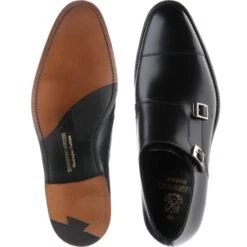 Attlee Double Monk Shoes -Prestige Shoe Shop herring attlee in black calf 3