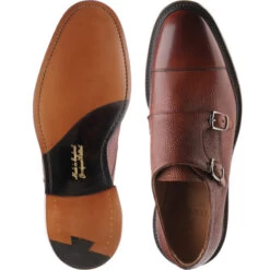Braybrooke Double Monk Shoes -Prestige Shoe Shop herring braybrooke in dark leaf grain 3