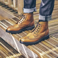 Corsham Rubber-soled Brogue Boots -Prestige Shoe Shop herring corsham in cedar grain calf 6
