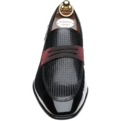 Prestige Shoe Shop -Prestige Shoe Shop herring levante in black polished with burgundy strap 2