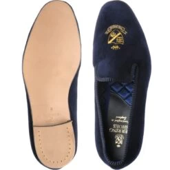 Monarch House Shoes -Prestige Shoe Shop herring monarch in navy velvet 3