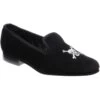 Skull House Shoes -Prestige Shoe Shop herring skull slipper in black velvet 1