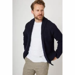 Waffle Shawl Cardigan By Peregrine 9 Waffle Shawl Cardigan By Peregrine -Prestige Shoe Shop herring waffle shawl cardigan by peregrine in navy 4